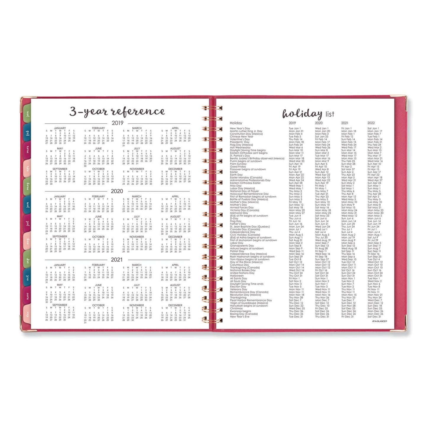 AT-A-GLANCE Harmony Weekly/Monthly Hardcover Planner, 11 x 8.5, Berry Cover, 13-Month (Jan to Jan): 2023 to 2024