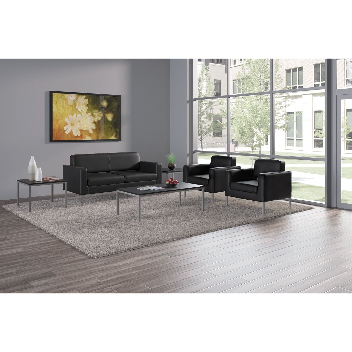 HON Corral Club Chair, 31.5" x 28" x 30.5", Black Seat/Back, Platinum Base