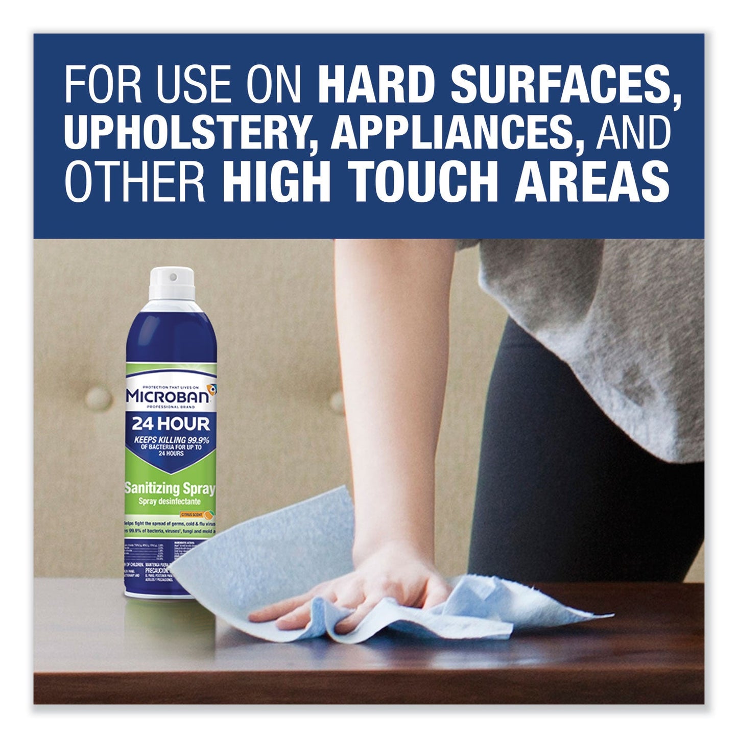 Microban 24-Hour Disinfectant Sanitizing Spray, Citrus, 15 oz Aerosol Spray