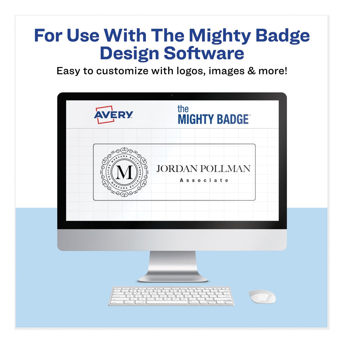 Avery The Mighty Badge Name Badge Inserts, 1 x 3, Clear, Inkjet, 20/Sheet, 5 Sheets/Pack