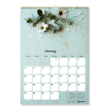 Blueline Romantic Wall Calendar, Romantic Floral Photography, 12 x 17, Multicolor/White Sheets, 12-Month (Jan to Dec): 2023
