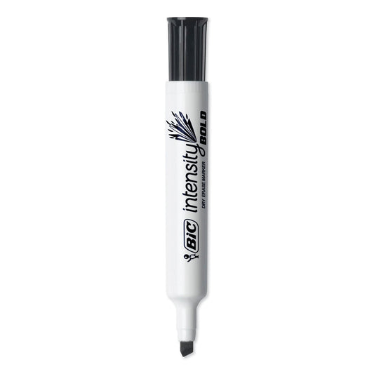 BIC Intensity Bold Tank-Style Dry Erase Marker, Broad Chisel Tip, Black, Dozen