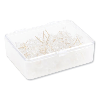 U Brands Standard Push Pins, Plastic, Clear, Clear Head/Gold Pin, 0.44", 100/Pack