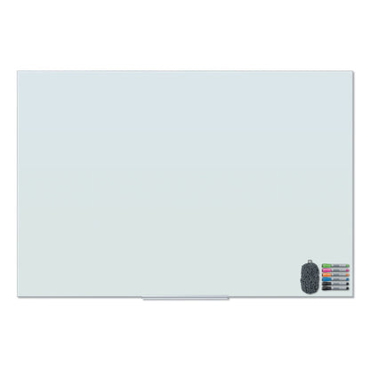 U Brands Floating Glass Dry Erase Board, 72 x 48, White