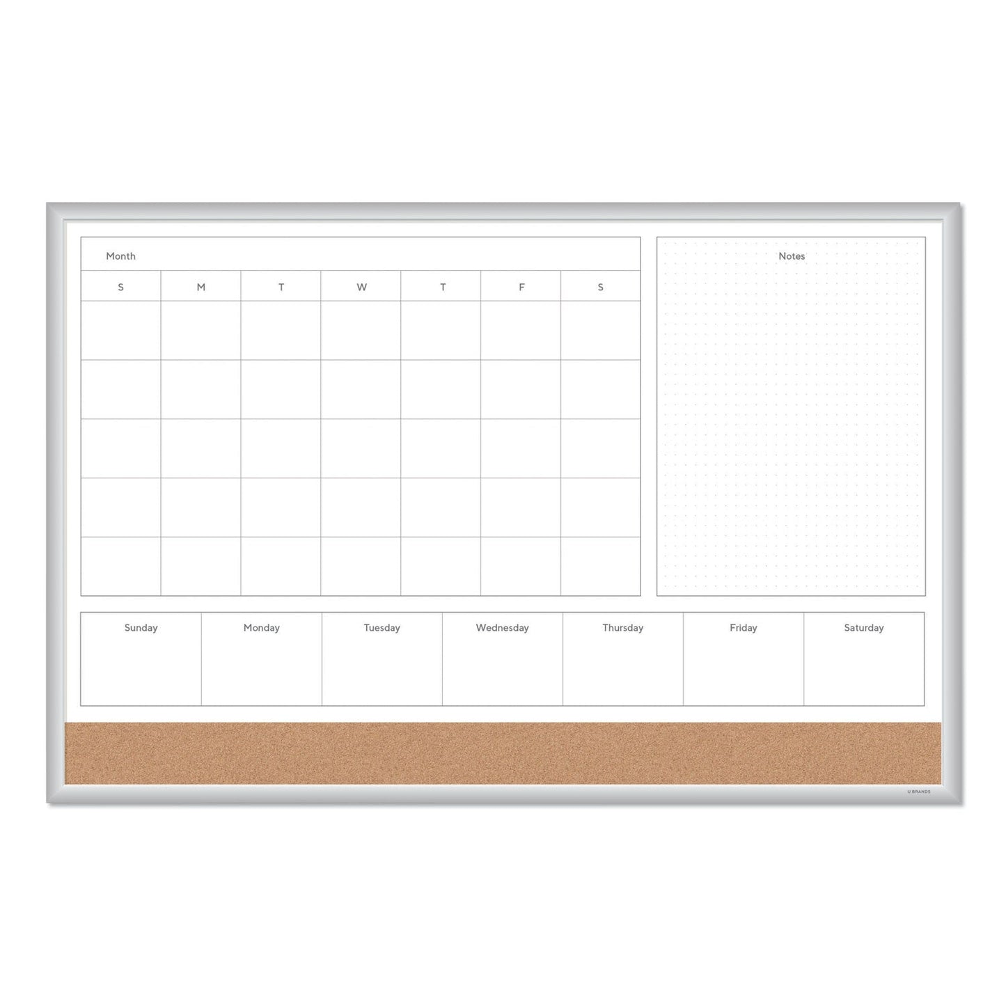 U Brands 4N1 Magnetic Dry Erase Combo Board, 36 x 24, White/Natural