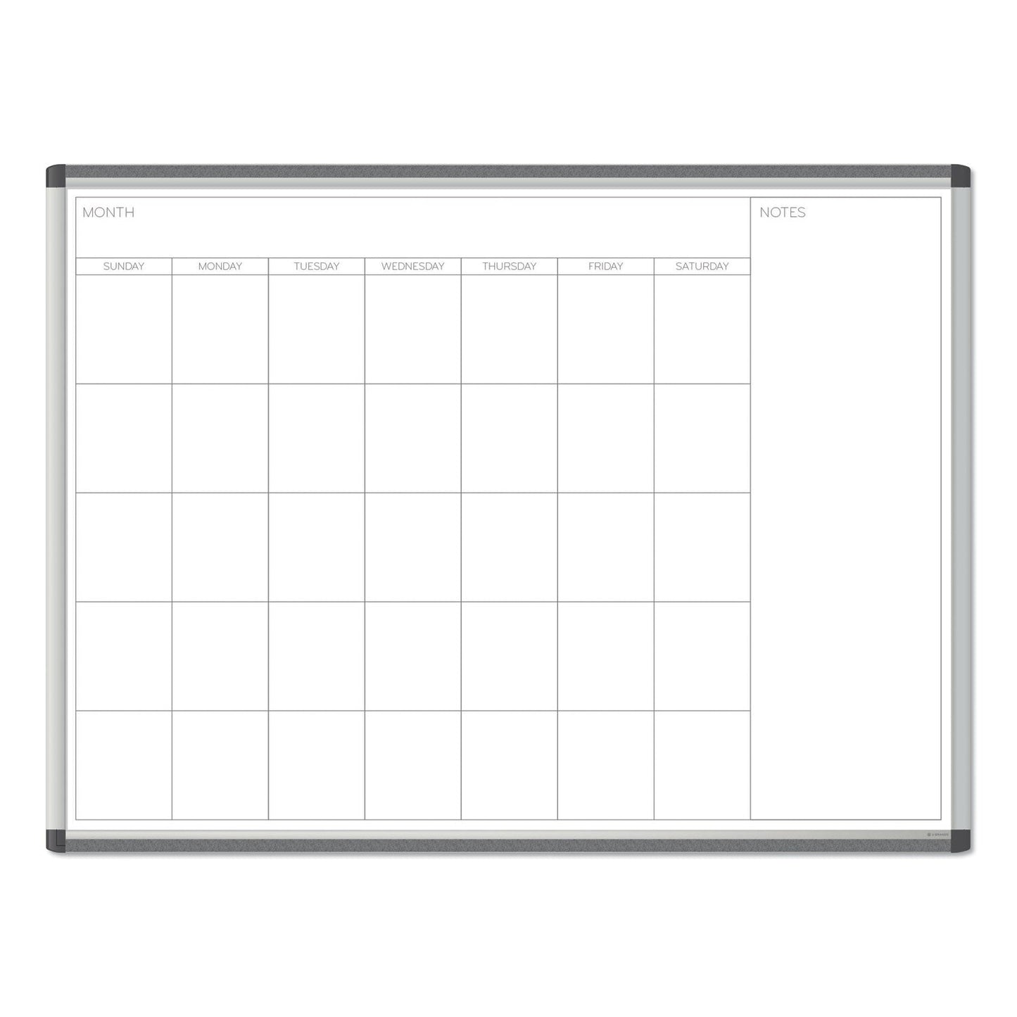 U Brands PINIT Magnetic Dry Erase Undated One Month Calendar, 48 x 36, White