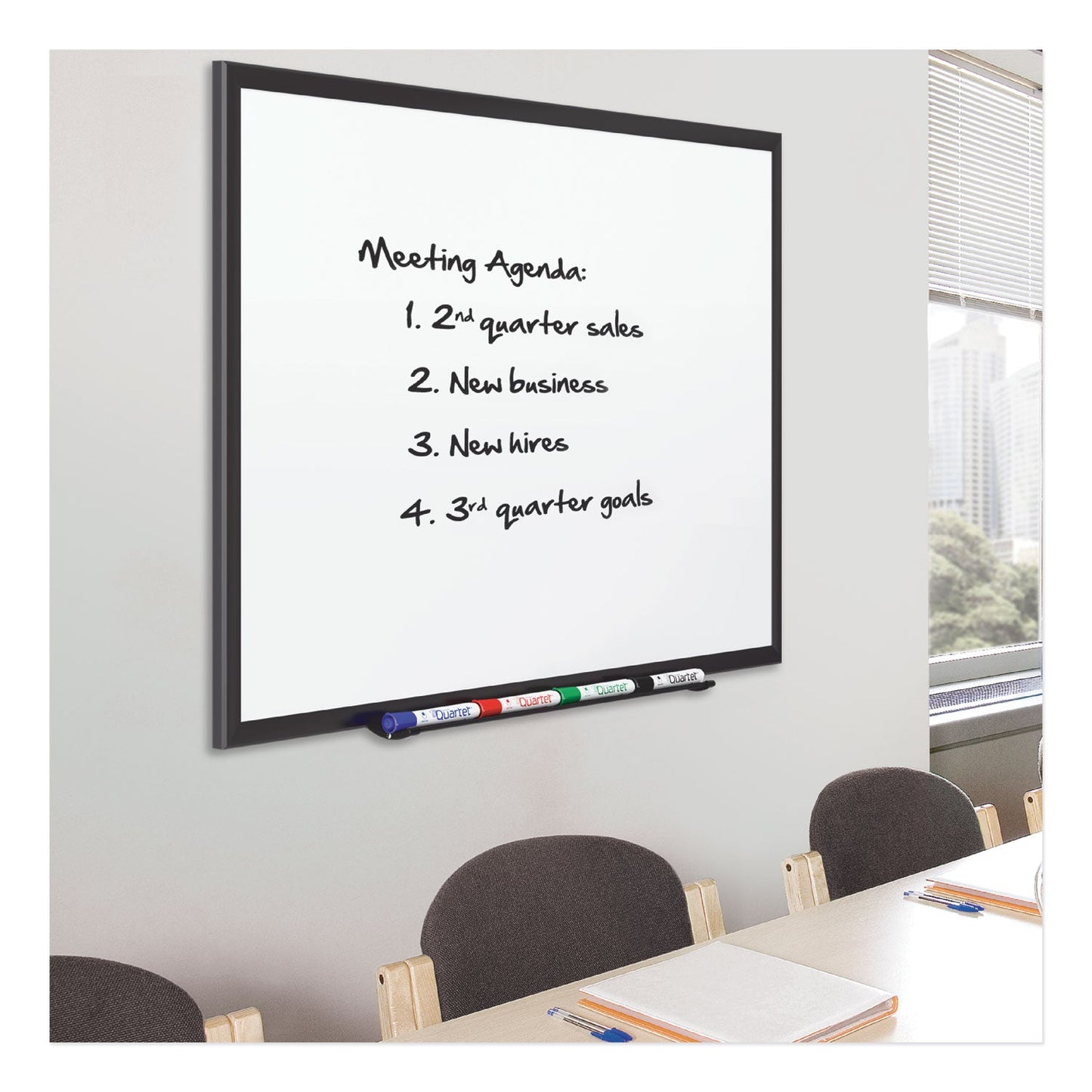 Quartet Classic Porcelain Magnetic Whiteboard, 96 x 48, Black Aluminum Frame