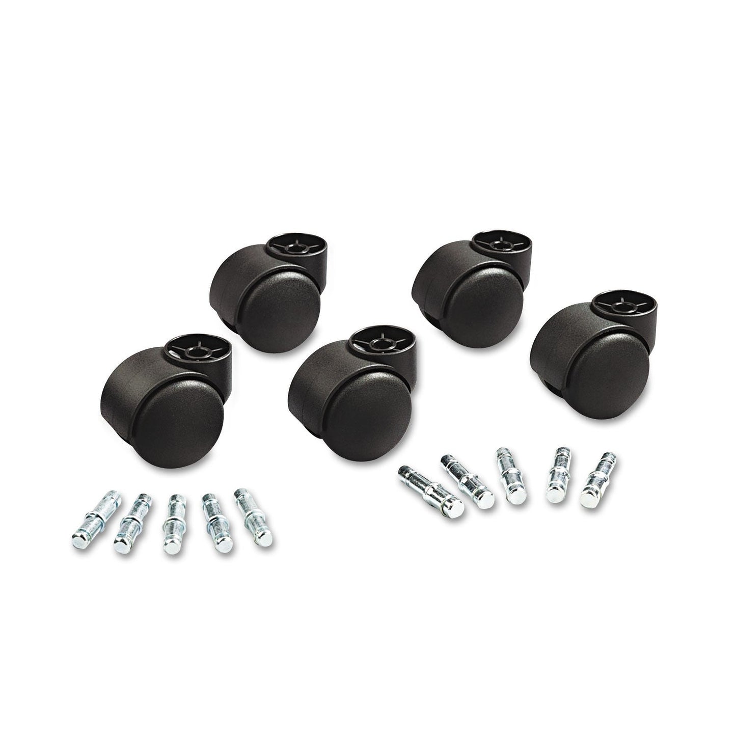 Master Caster Deluxe Futura Casters, Flush Mount, Grip Ring Type B and Type K Stems, 2.19" Soft Polyurethane Wheel, Matte Black, 5/Set