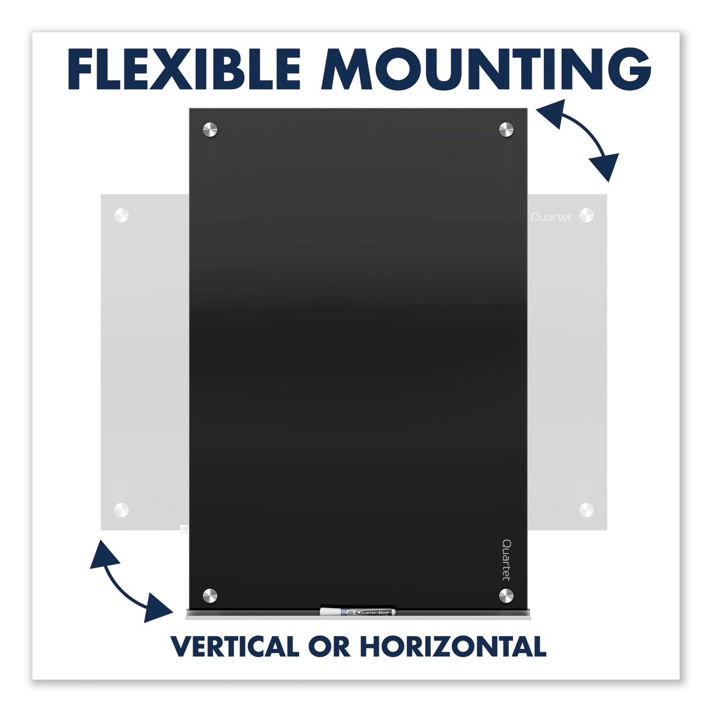 Quartet Infinity Magnetic Glass Marker Board, 36 x 24, Black