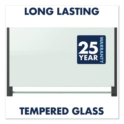 Quartet Evoque Magnetic Glass Marker Board with Black Aluminum Frame, 74 x 42, White