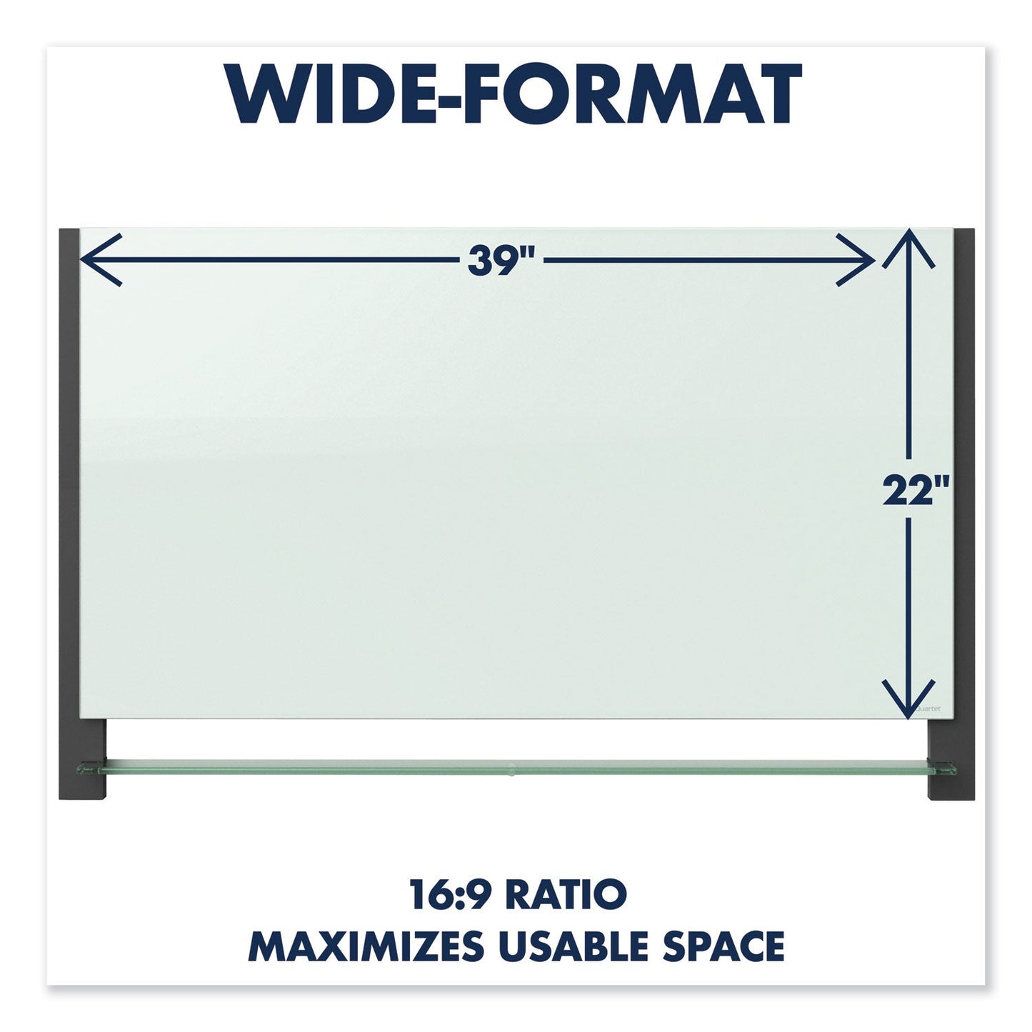 Quartet Evoque Magnetic Glass Marker Board with Black Aluminum Frame, 74 x 42, White