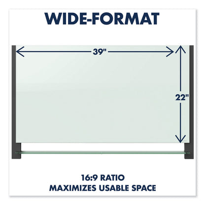 Quartet Evoque Magnetic Glass Marker Board with Black Aluminum Frame, 74 x 42, White