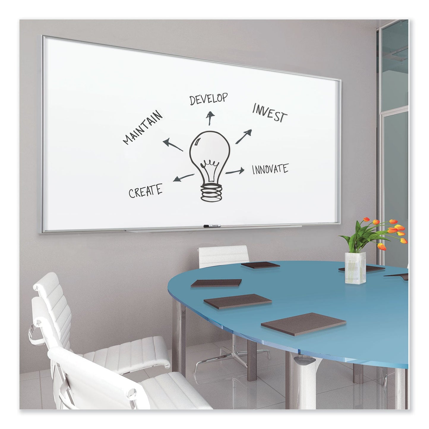 Quartet Fusion Nano-Clean Magnetic Whiteboard, 96 x 48, Silver Frame
