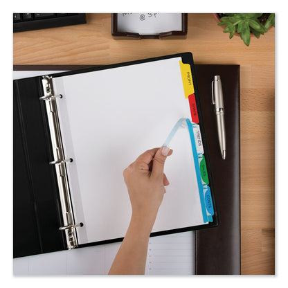 Avery Print and Apply Index Maker Clear Label Dividers, 5-Tab, Color Tabs, 11 x 8.5, White, Traditional Color Tabs, 25 Sets