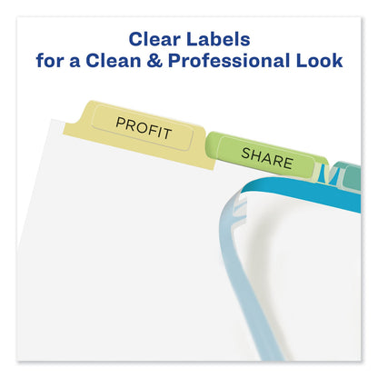 Avery Print and Apply Index Maker Clear Label Dividers, 5-Tab, Color Tabs, 11 x 8.5, White, Contemporary Color Tabs, 25 Sets
