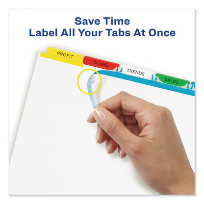 Avery Print and Apply Index Maker Clear Label Dividers, 5-Tab, Color Tabs, 11 x 8.5, White, Traditional Color Tabs, 5 Sets