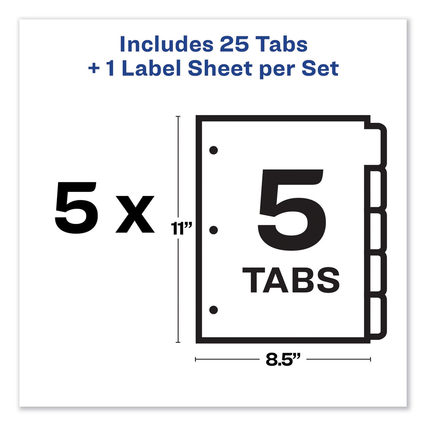 Avery Print and Apply Index Maker Clear Label Dividers, 5-Tab, Color Tabs, 11 x 8.5, White, Traditional Color Tabs, 5 Sets