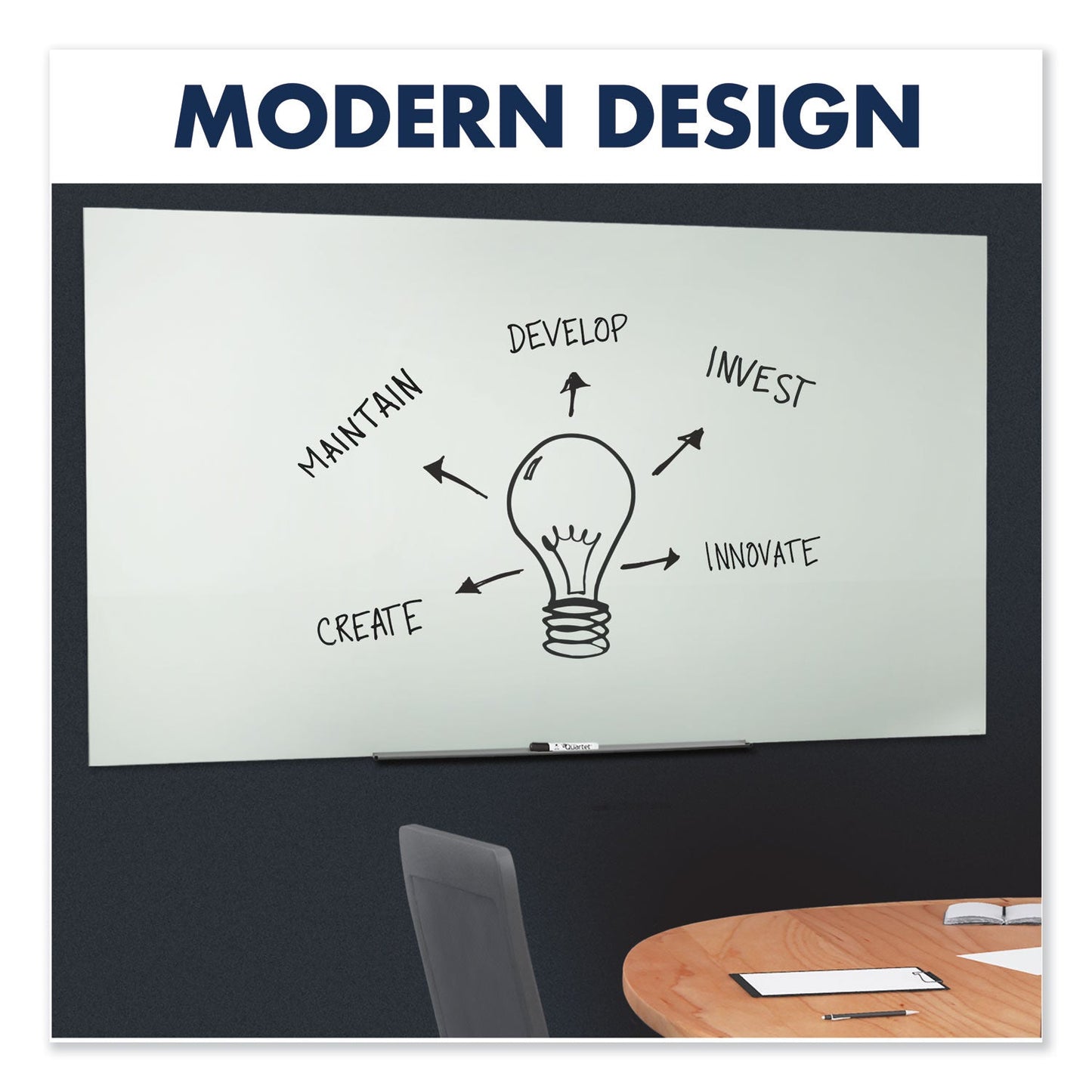 Quartet InvisaMount Magnetic Glass Marker Board, Frameless, 74" x 42", White Surface