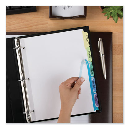 Avery Print and Apply Index Maker Clear Label Dividers, 5-Tab, Color Tabs, 11 x 8.5, White, Contemporary Color Tabs, 25 Sets