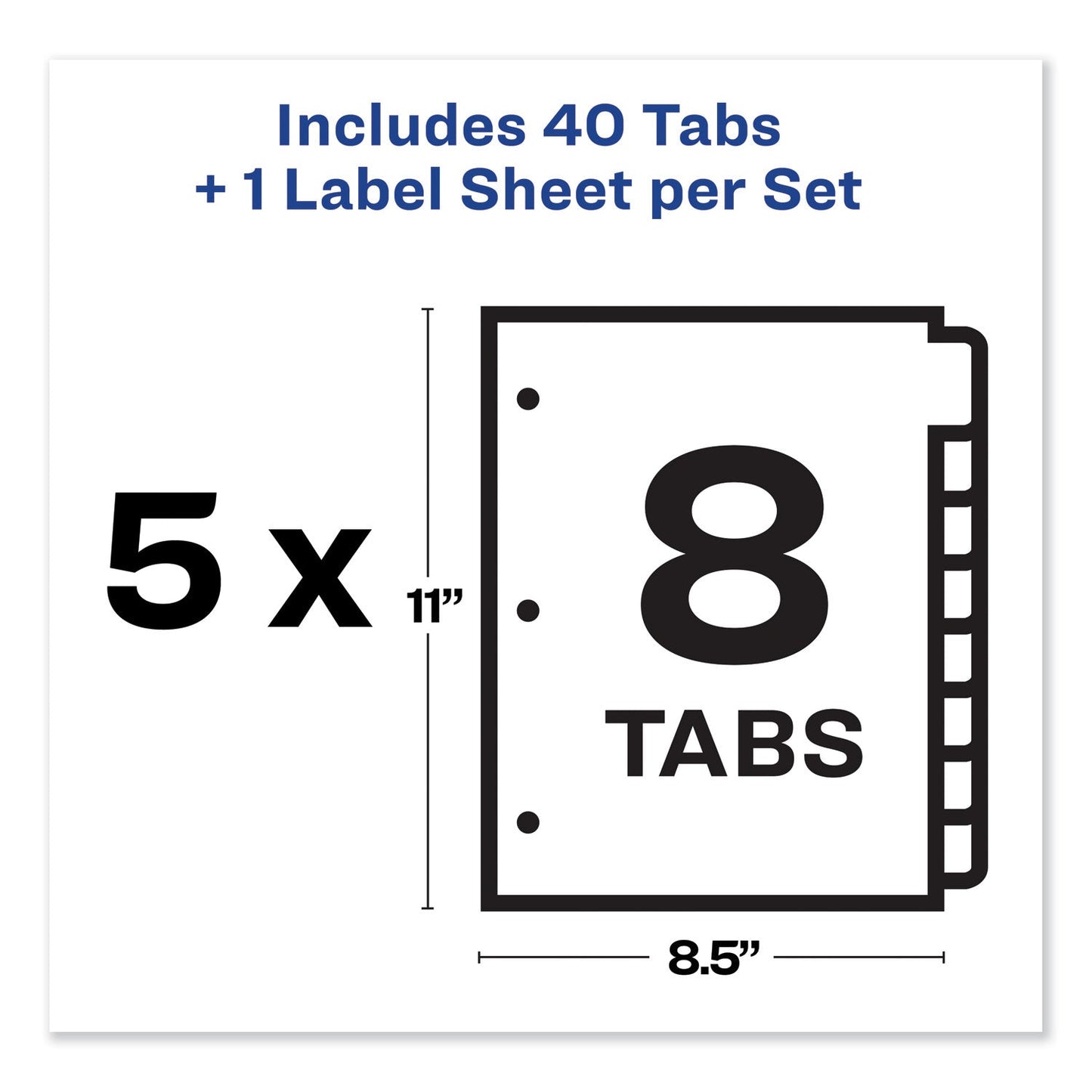 Avery Print and Apply Index Maker Clear Label Dividers, 8-Tab, Color Tabs, 11 x 8.5, White, Contemporary Color Tabs, 5 Sets