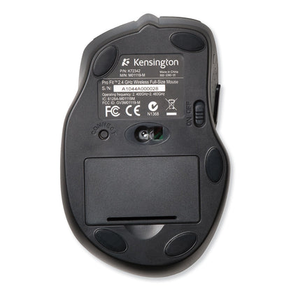Kensington Pro Fit Full-Size Wireless Mouse, 2.4 GHz Frequency/30 ft Wireless Range, Right Hand Use, Black