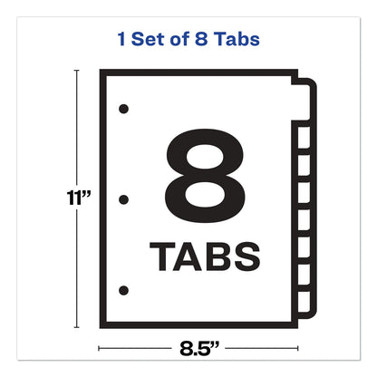 Avery Print and Apply Index Maker Clear Label Dividers, 8-Tab, 11 x 8.5, White, 1 Set