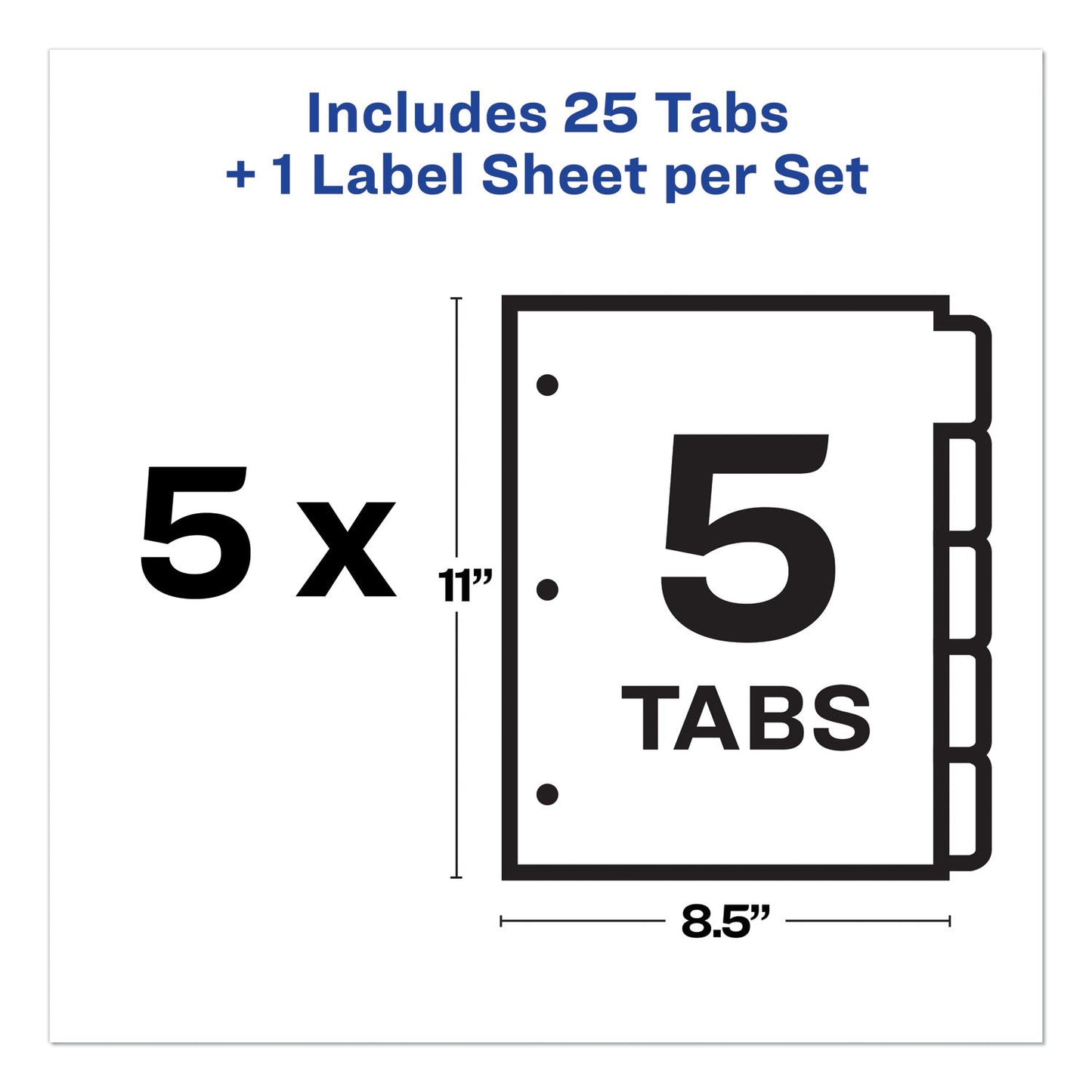 Avery Print and Apply Index Maker Clear Label Plastic Dividers with Printable Label Strip, 5-Tab, 11 x 8.5, Assorted Tabs, 5 Sets