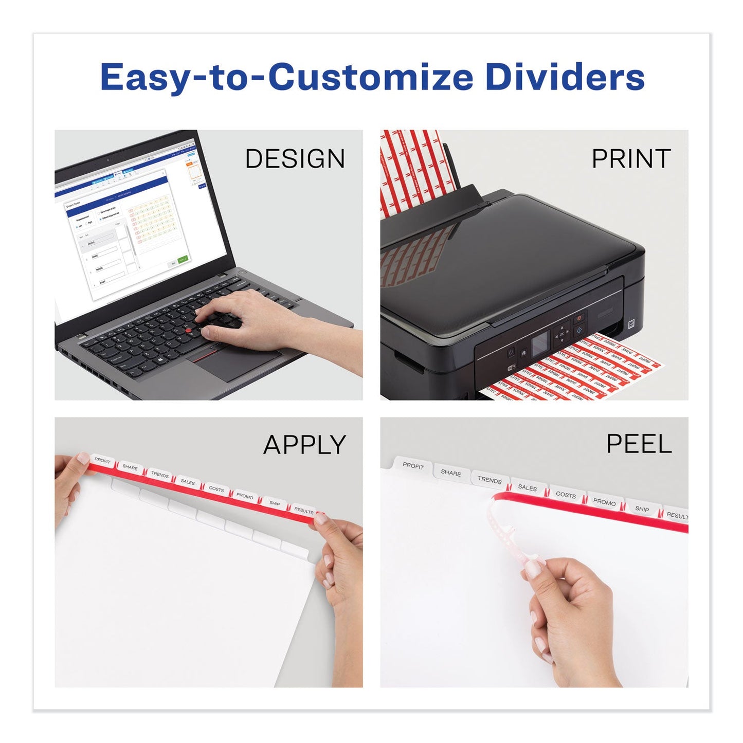 Avery Print and Apply Index Maker Clear Label Unpunched Dividers with Printable Label Strip, 8-Tab, 11 x 8.5, Clear, 5 Sets