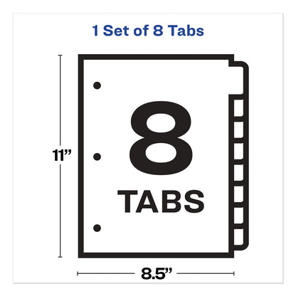 Avery Print and Apply Index Maker Clear Label Dividers, Big Tab, 8-Tab, 11 x 8.5, White, 1 Set
