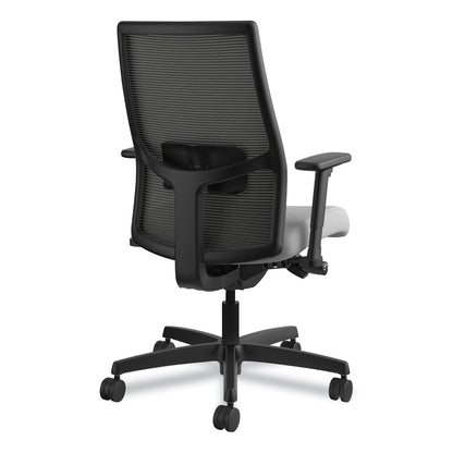 HON Ignition 2.0 4-Way Stretch Mid-Back Mesh Task Chair, Supports 300 lb, 17" to 21" Seat, Frost Seat, Charcoal Back, Black Base