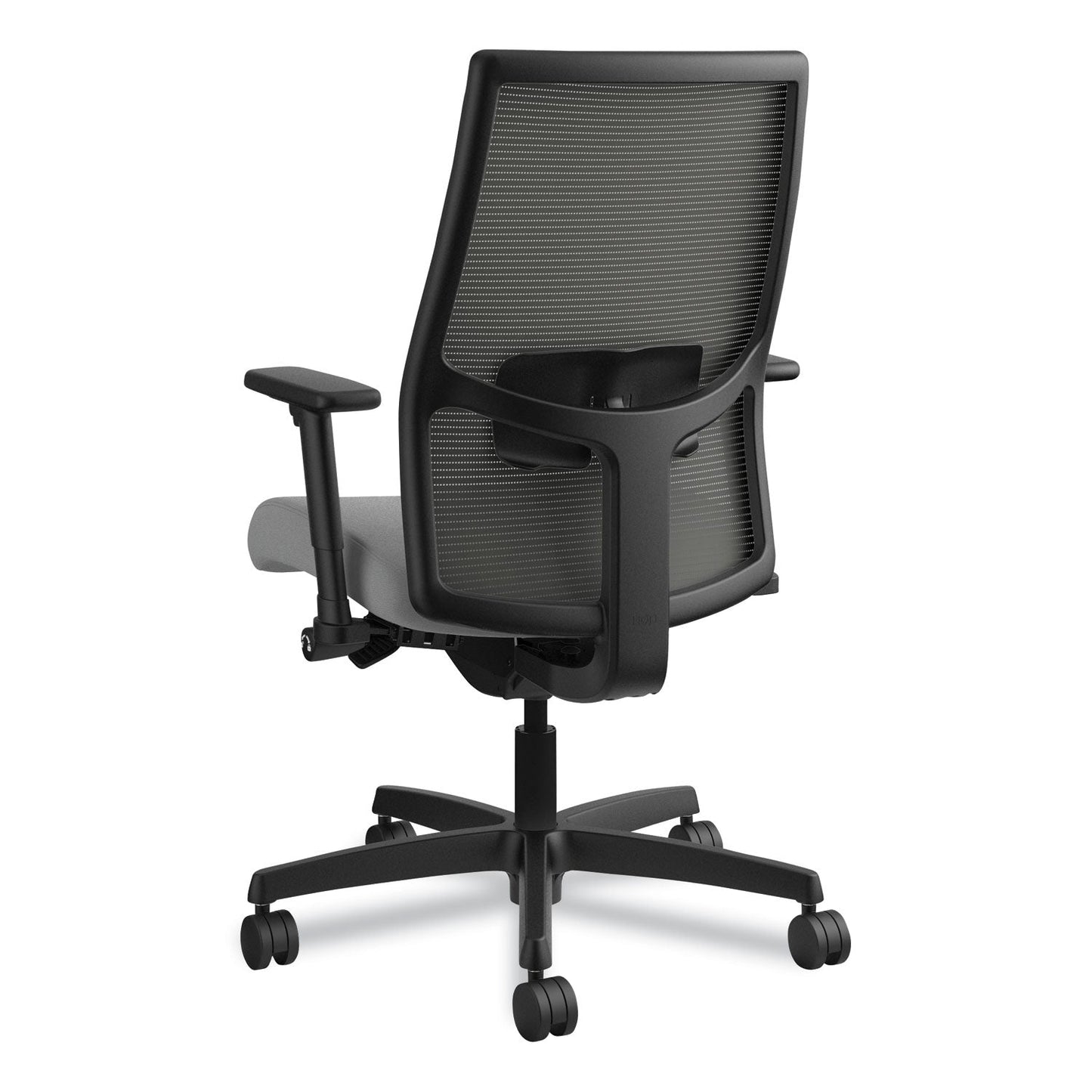 HON Ignition 2.0 4-Way Stretch Mid-Back Mesh Task Chair, Supports 300 lb, 17" to 21" Seat, Frost Seat, Charcoal Back, Black Base