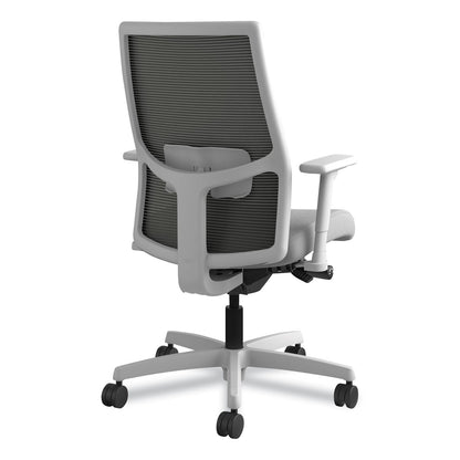 HON Ignition 2.0 4-Way Stretch Mid-Back Mesh Task Chair, Supports Up to 300 lb, Frost Seat, Charcoal Back, Titanium Base