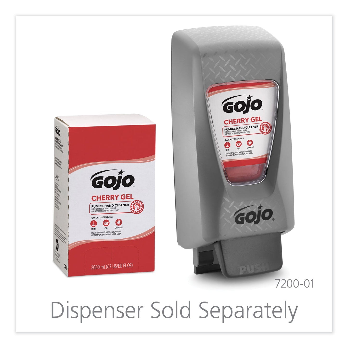 GOJO Cherry Gel Pumice Hand Cleaner, Cherry Scent, 2,000 ml Refill, 4/Carton