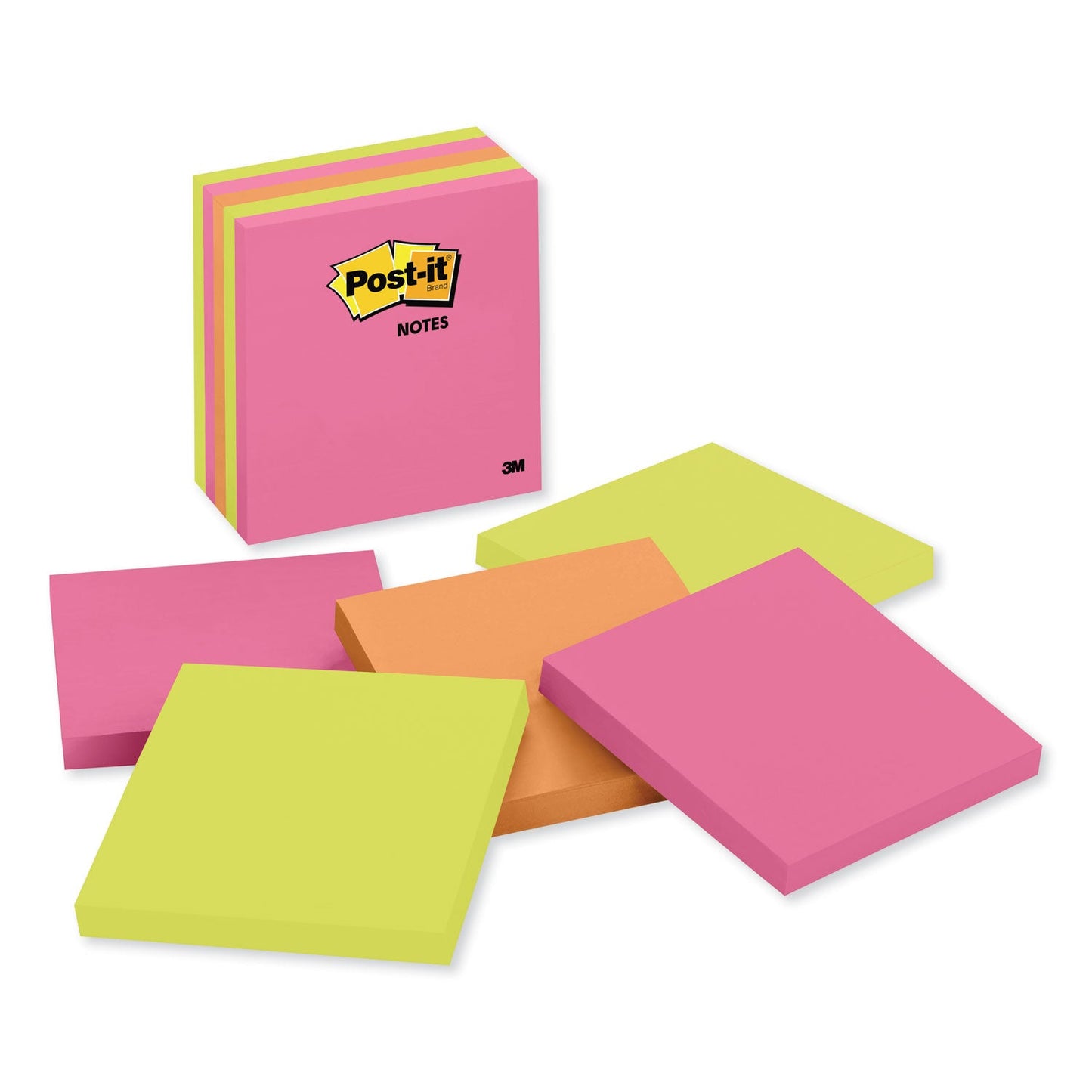 Post-it Original Pads in Poptimistic Collection Colors, 4" x 4", 100 Sheets/Pad, 5 Pads/Pack