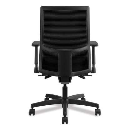HON Ignition Series Mesh Mid-Back Work Chair, Supports Up to 300 lb, 17.5" to 22" Seat Height, Iron Ore Seat, Black Back/Base