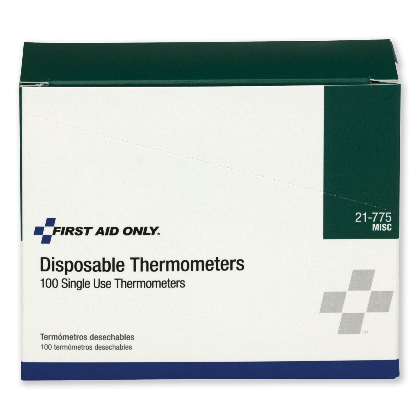 First Aid Only Disposable Forehead Thermometer, Dot-Matrix Phase Change,100/Box