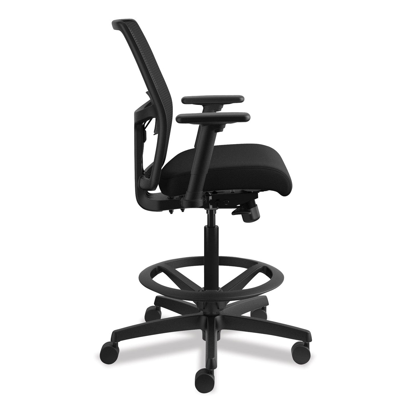 HON Ignition 2.0 Ilira-Stretch Mesh Back Task Stool, Supports Up to 300 lb, 23" to 32" Seat Height, Black