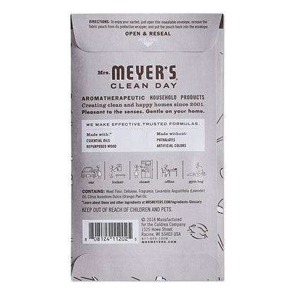Mrs. Meyer's Clean Day Scent Sachets, Lavender, 0.05 lbs Sachet, 18/Carton