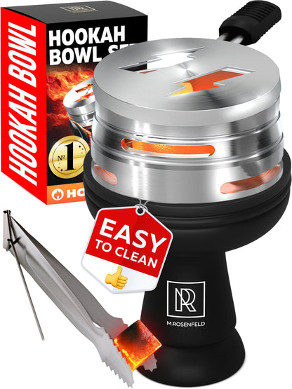 Premium Silicone Hookah Bowl Set – Universal Phunnel Hookah Head Bowl for Perfect Heat Management – Durable, EasytoClean Hookah Top with Tongs – Shisha Bowl for Smooth Airflow & Max Flavor