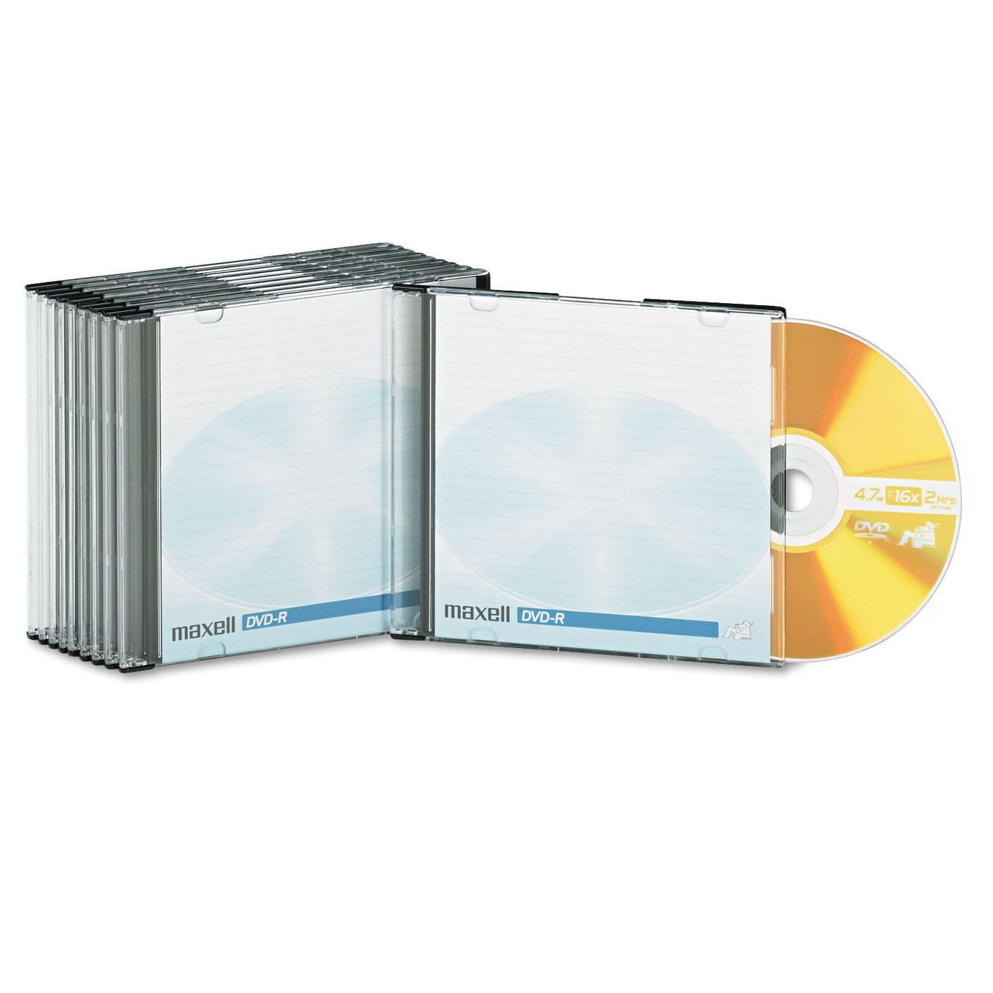 Maxell DVD-R Recordable Disc, 4.7 GB, 16x, Jewel Case, Gold, 10/Pack