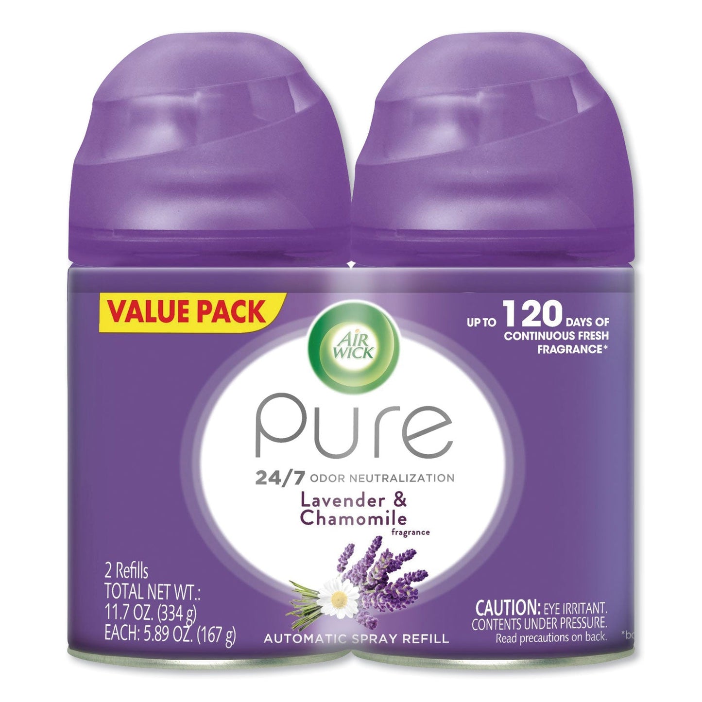 Air Wick Freshmatic Ultra Spray Refill, Lavender/Chamomile, 5.89 oz Aerosol Spray, 2/Pack, 3 Packs/Carton
