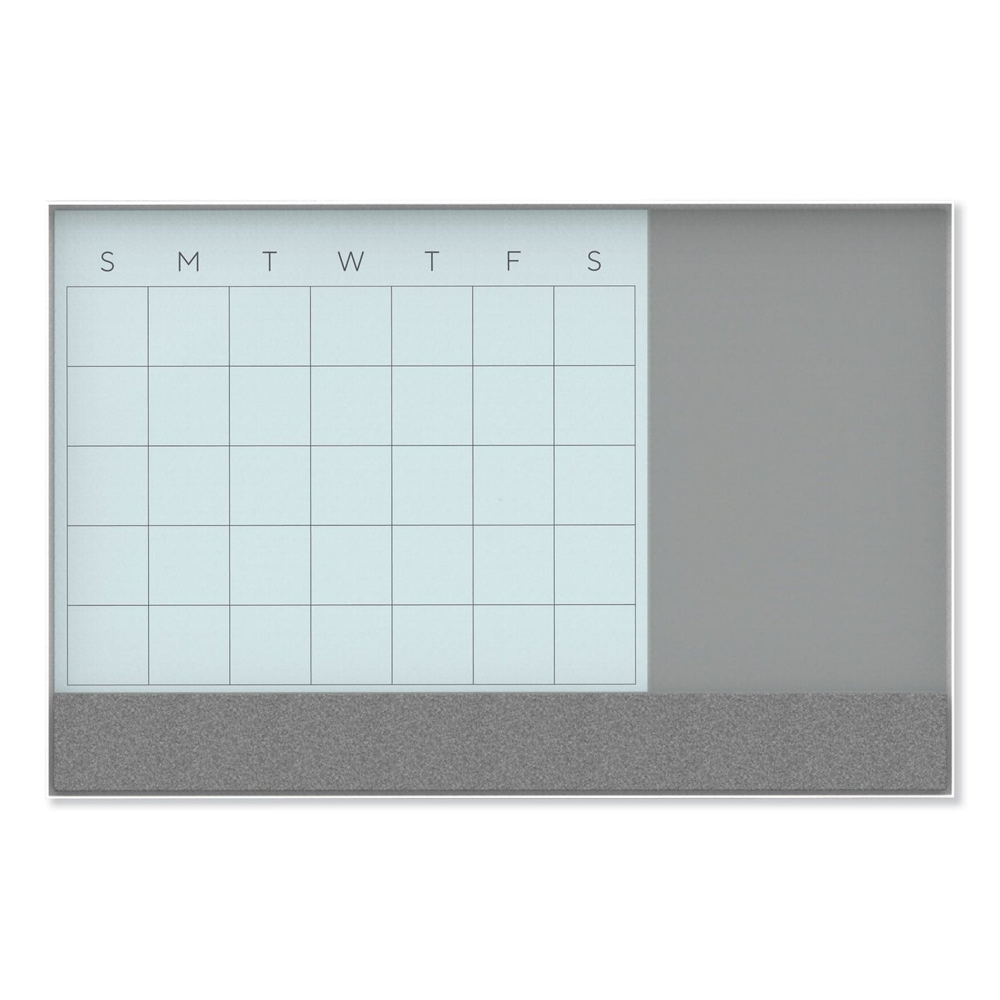 U Brands 3N1 Magnetic Glass Dry Erase Combo Board, 24 x 18, Month View, White Surface and Frame