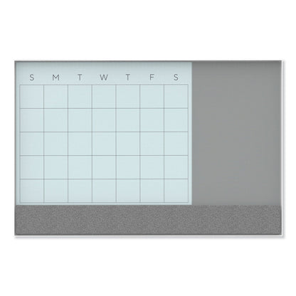 U Brands 3N1 Magnetic Glass Dry Erase Combo Board, 36 x 24, Month View, White Surface and Frame