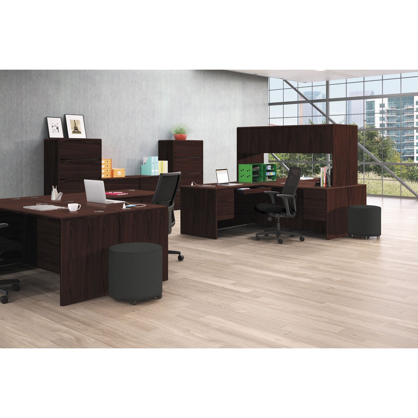 HON 10700 Series Single Pedestal Credenza, 1 Box/File Pedestal, 72w x 29.5h Mahogany