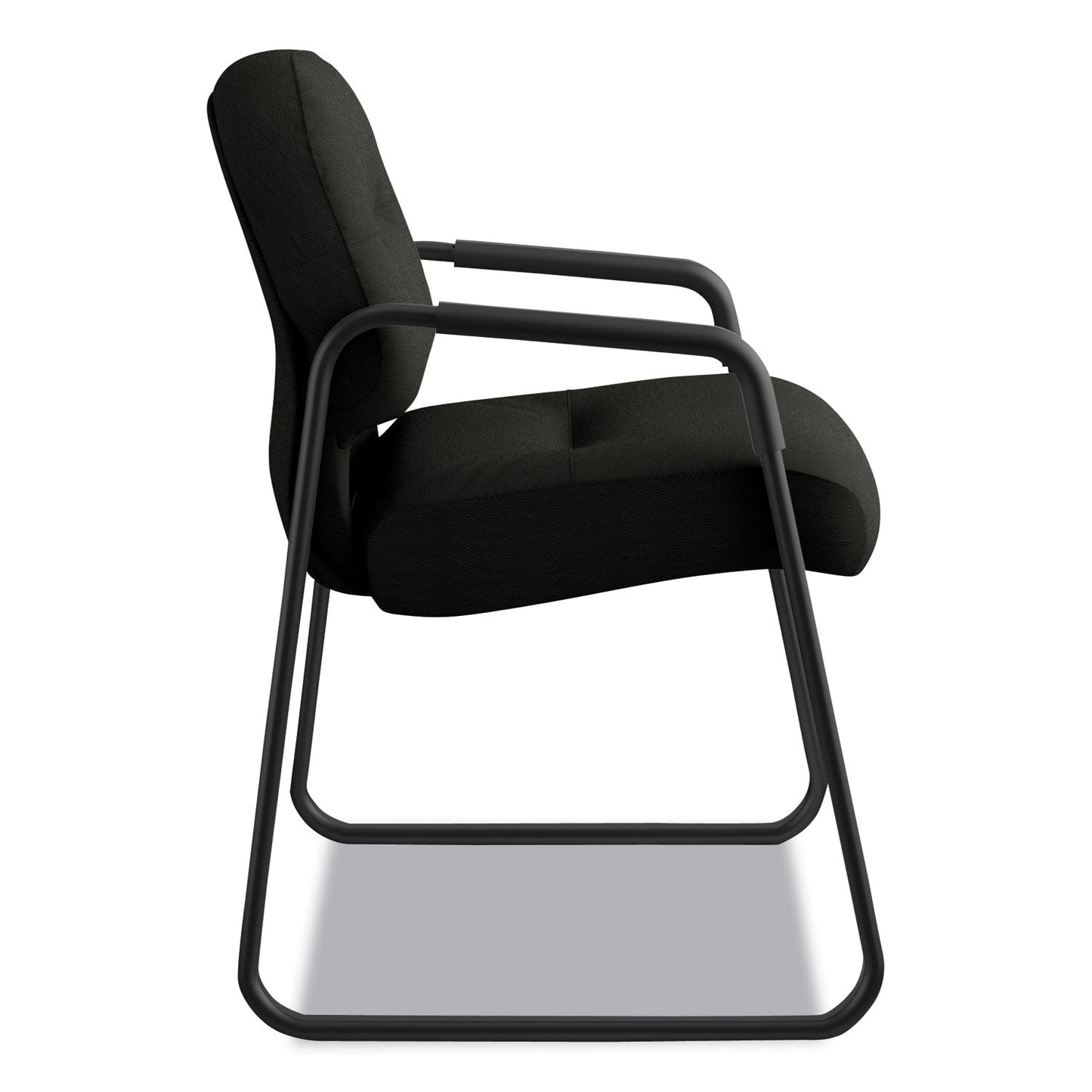 HON Pillow-Soft 2090 Series Guest Arm Chair, Leather, 31.25" x 35.75" x 36", Black