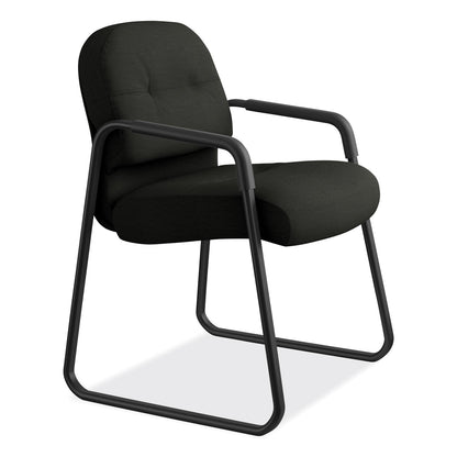 HON Pillow-Soft 2090 Series Guest Arm Chair, Leather, 31.25" x 35.75" x 36", Black