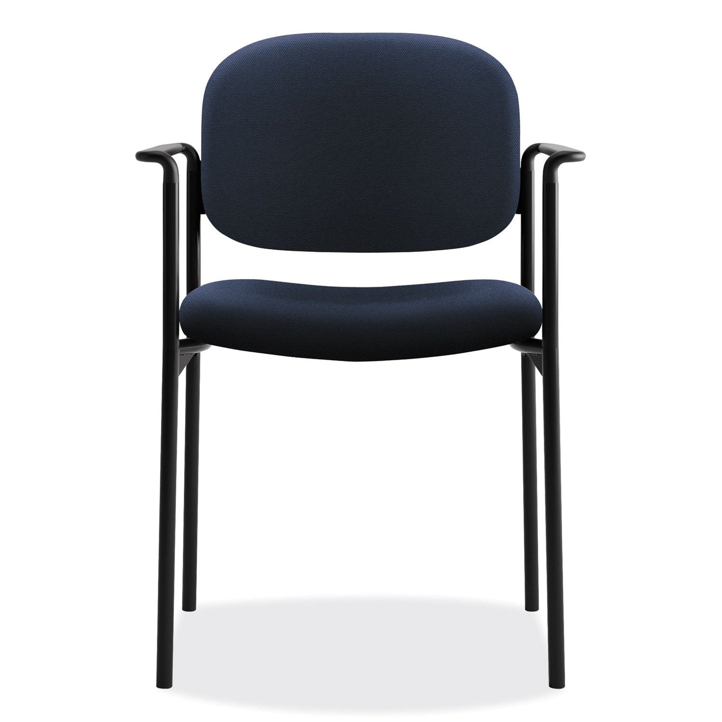 HON VL616 Stacking Guest Chair with Arms, Supports Up to 250 lb, Navy Seat/Back, Black Base
