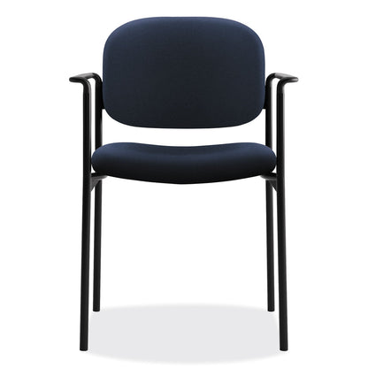 HON VL616 Stacking Guest Chair with Arms, Supports Up to 250 lb, Navy Seat/Back, Black Base