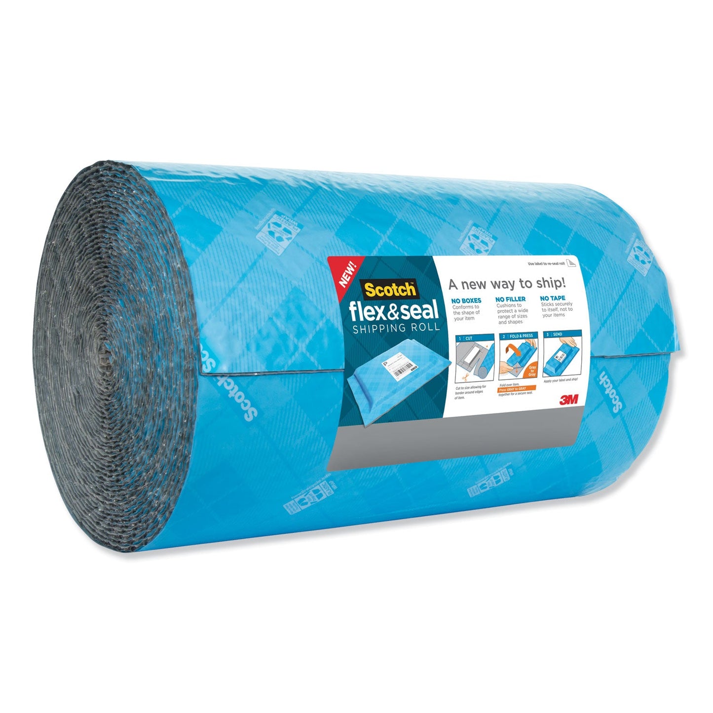 Scotch Flex and Seal Shipping Roll, 15" x 200 ft, Blue/Gray