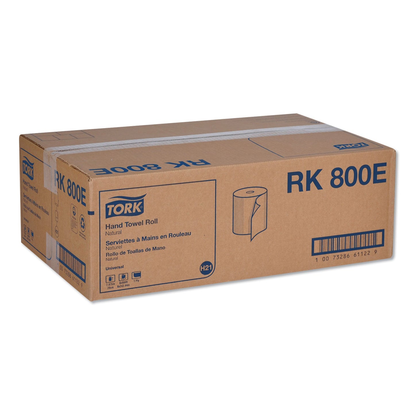Tork Universal Hardwound Roll Towel, 1-Ply, 7.88" x 800 ft, Natural, 6/Carton